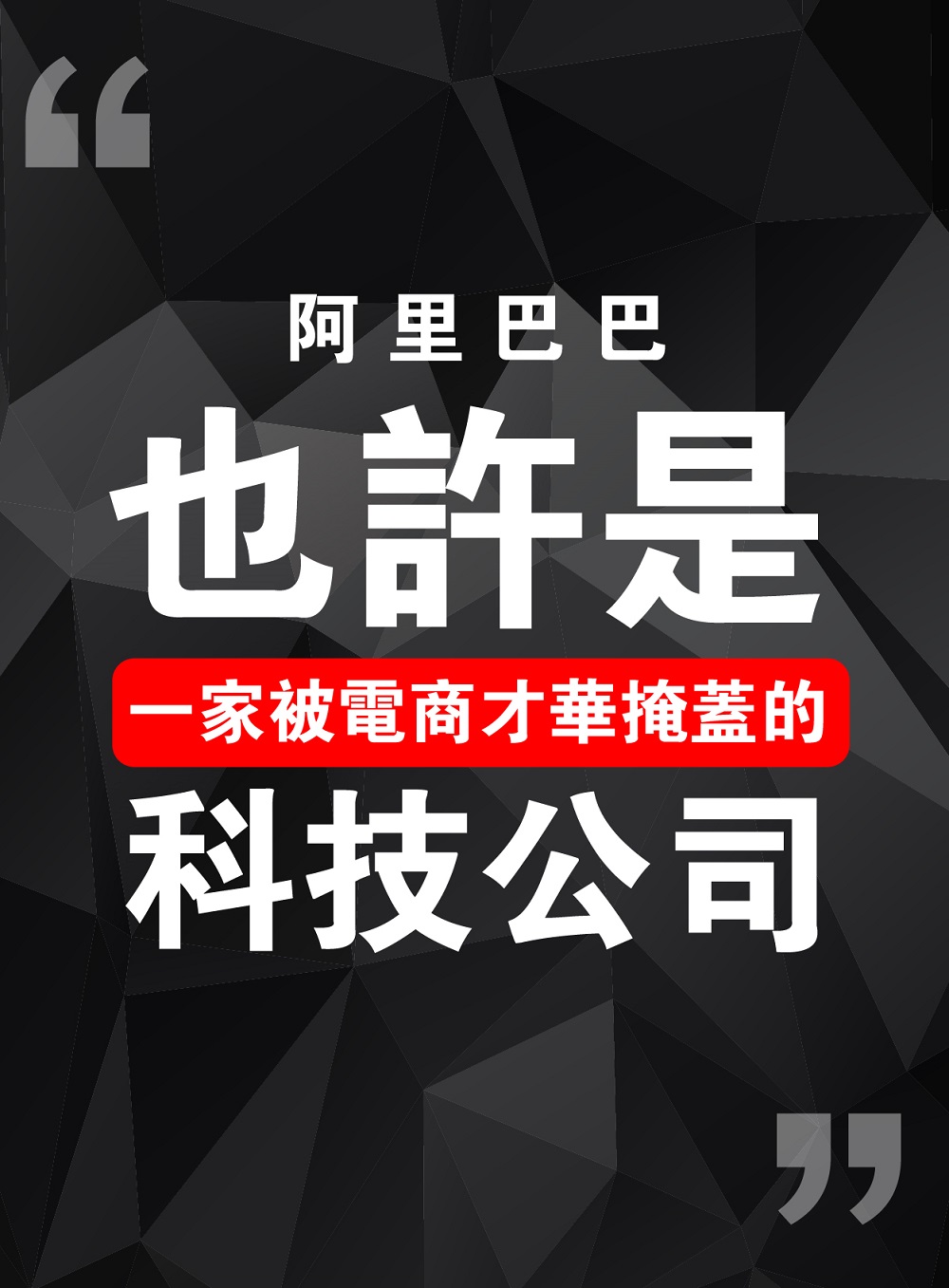 阿里巴巴也許是一家被電商才華掩蓋的科技公司。